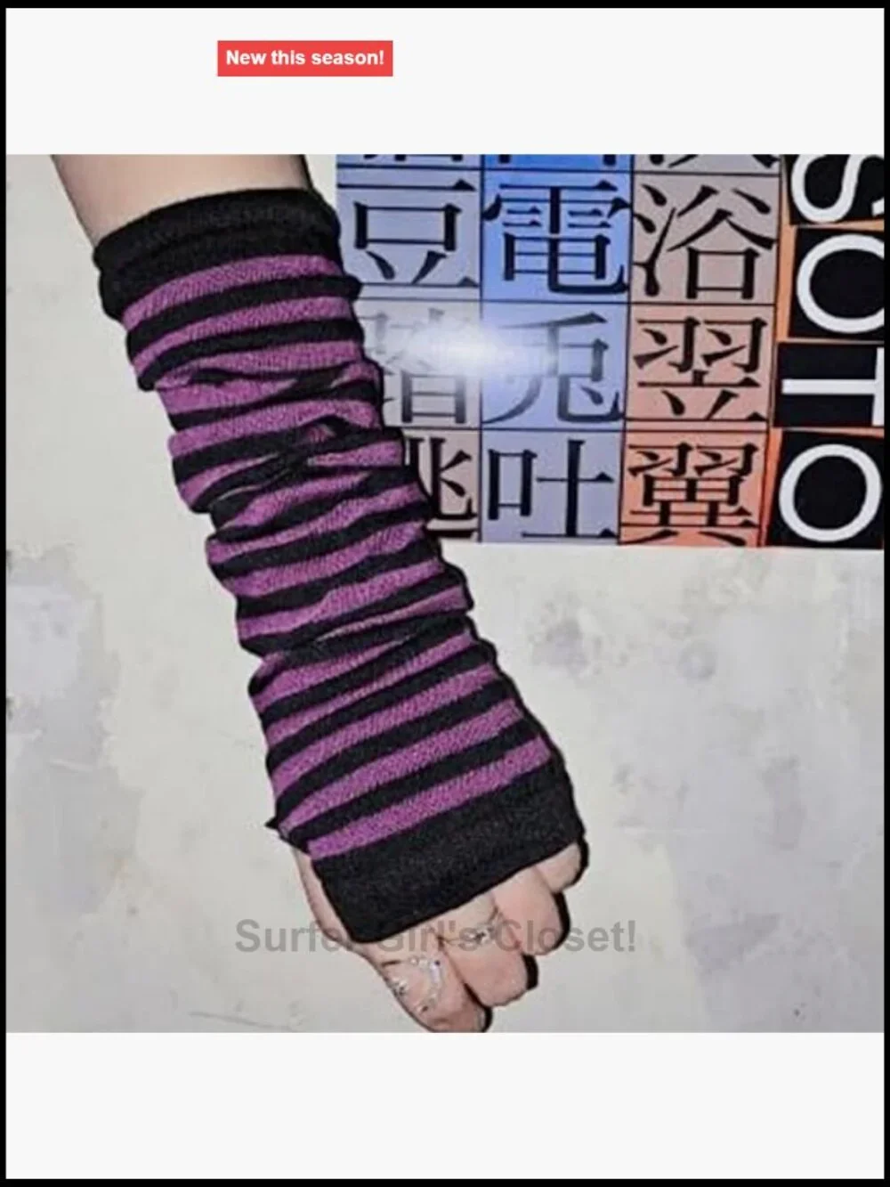 Kawaii Knitted Fingerless Arm Warmers Y2K Goth Gloves
